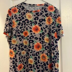 Floral Leopard Print Blouse